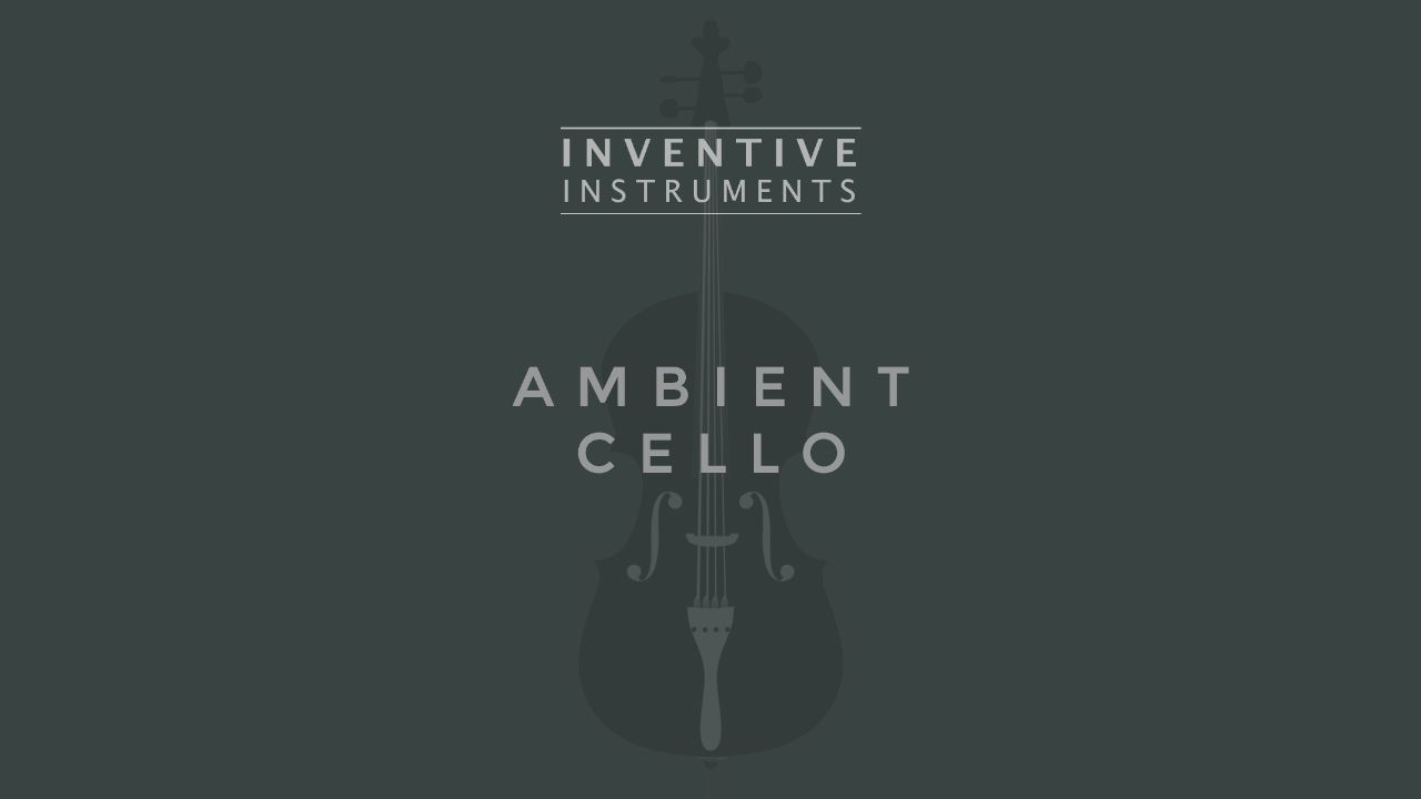 Ambient Cello Inventive Instruments cover with a faded cello silhouette on a dark grey background