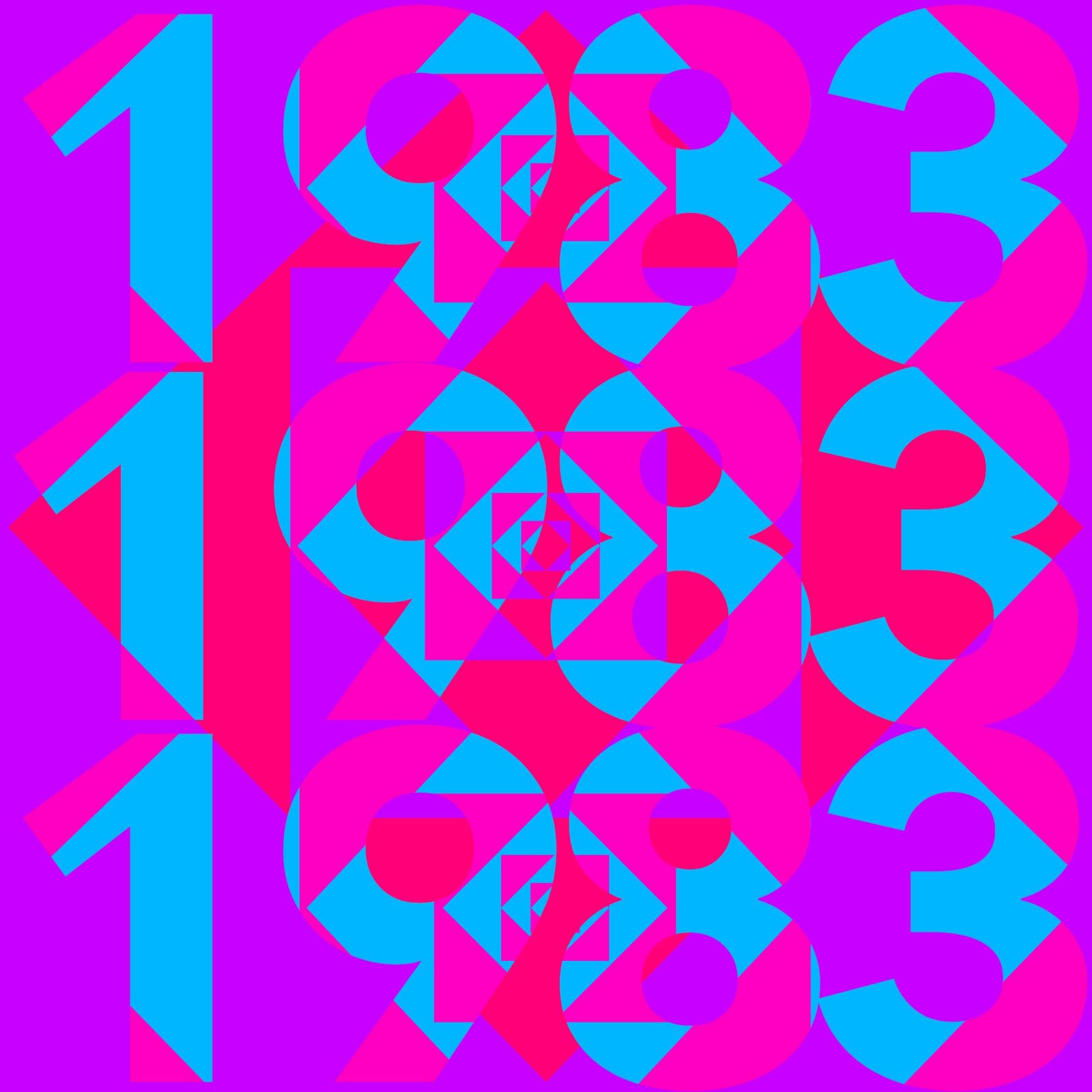 Cover art for the Zac Rivers single 1983: the numbers 1983 repeated in overlapping pink, blue and purple shapes