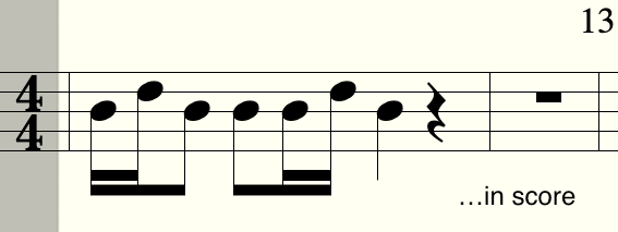The main Glass Onion riff written out in 4/4 notation with sixteenth and eighth notes
