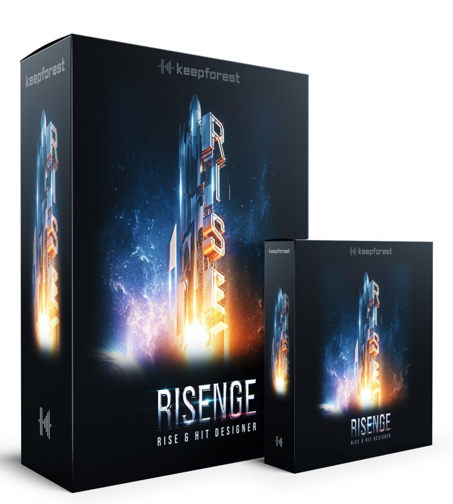 Product boxes for Keepforest Risenge rise and hit designer, showing a rocket launching into space