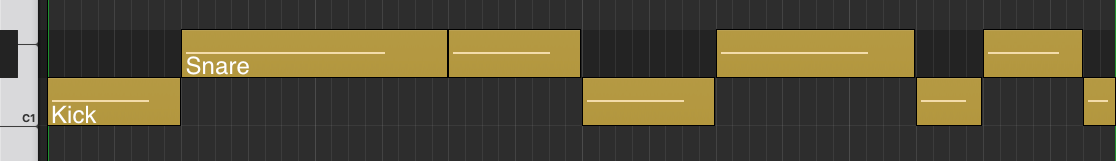 Piano roll of lofi beat 2 with an extra kick on the final 16th note