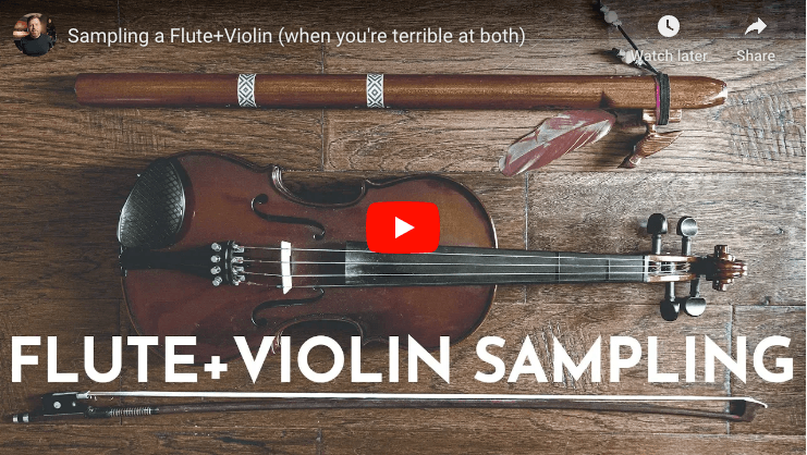 Video thumbnail for Jon Meyer's Flute and Violin sampling with both instruments on a wooden floor