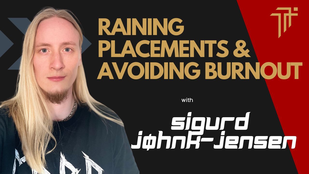 Podcast artwork of composer Sigurd Jøhnk-Jensen with the words Raining placements and avoiding burnout