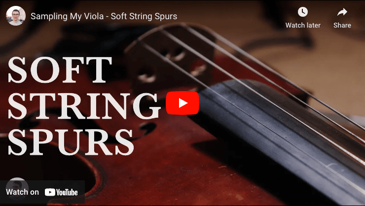 Video thumbnail for Soft String Spurs by Dan Keen showing a close-up of a viola
