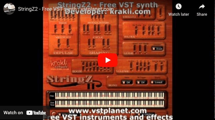 Video thumbnail for the StringZ2 free VST synth by Krakli
