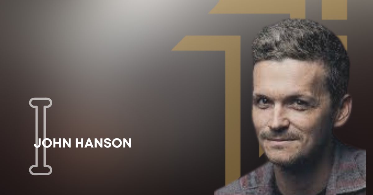 Podcast artwork showing a portrait of composer John Hanson with his name on a dark background
