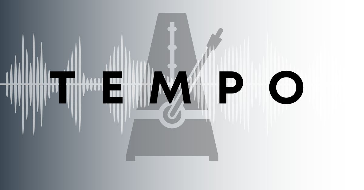 The word Tempo over a metronome and an audio waveform