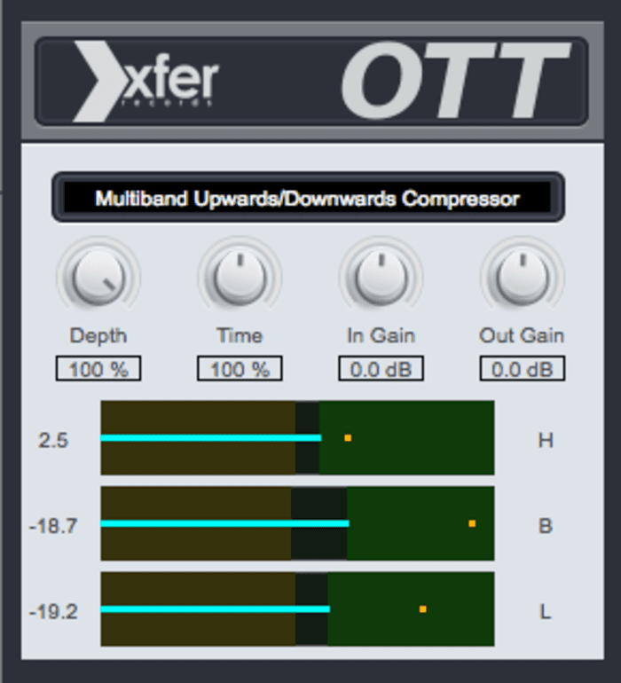 Xfer OTT multiband upwards and downwards compressor plugin