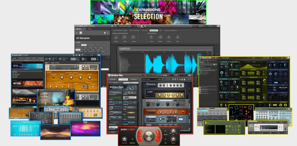 Native Instruments Komplete Start collection including Kontakt Player, Reaktor and Guitar Rig