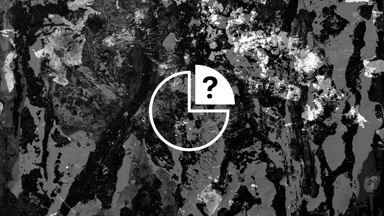 Grey abstract painted texture with a pie chart icon whose final quarter is marked with a question mark