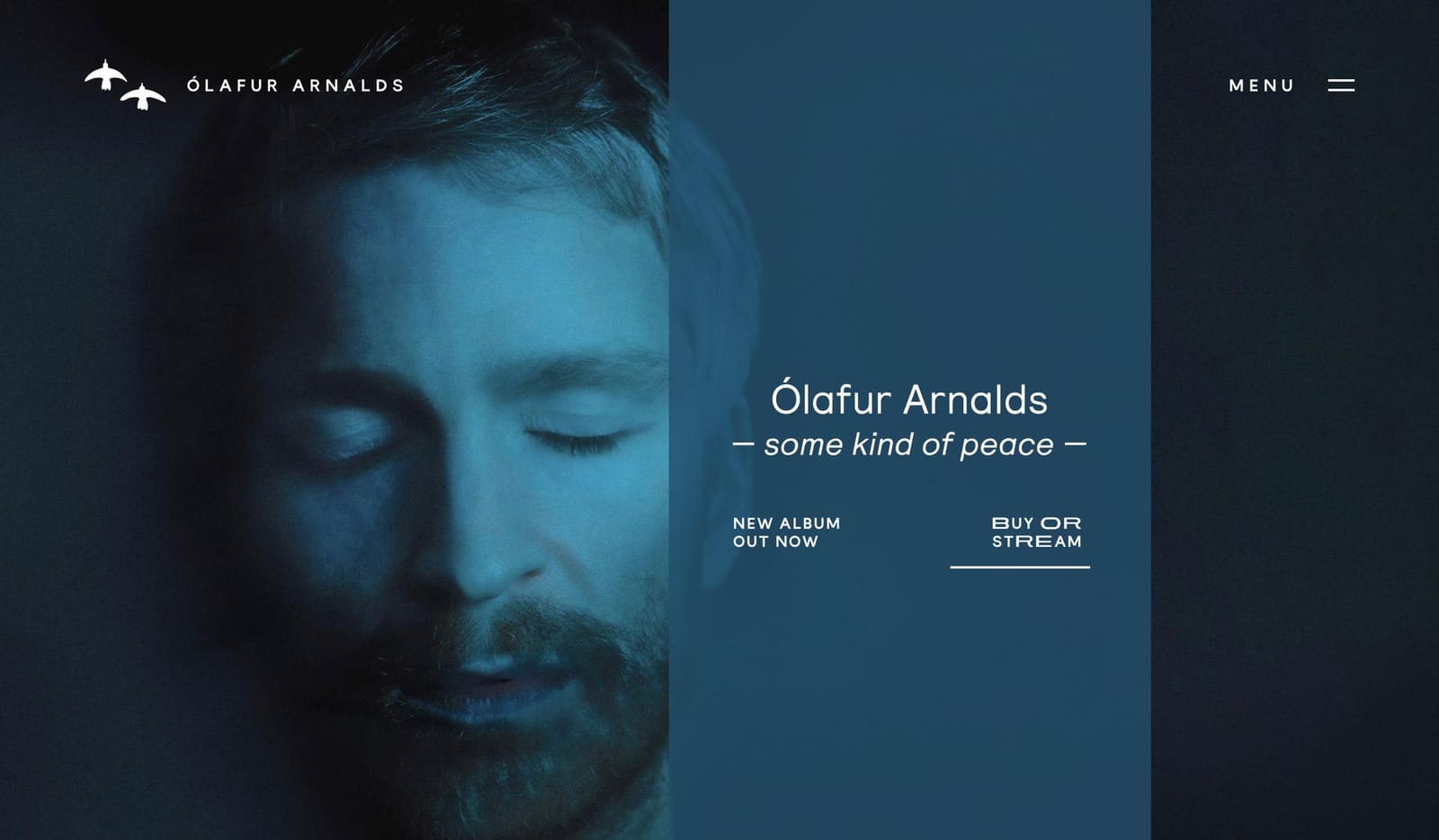 Ólafur Arnalds website homepage promoting the album some kind of peace