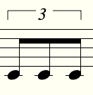 Three quavers beamed together under a bracket marked 3, the triplet symbol