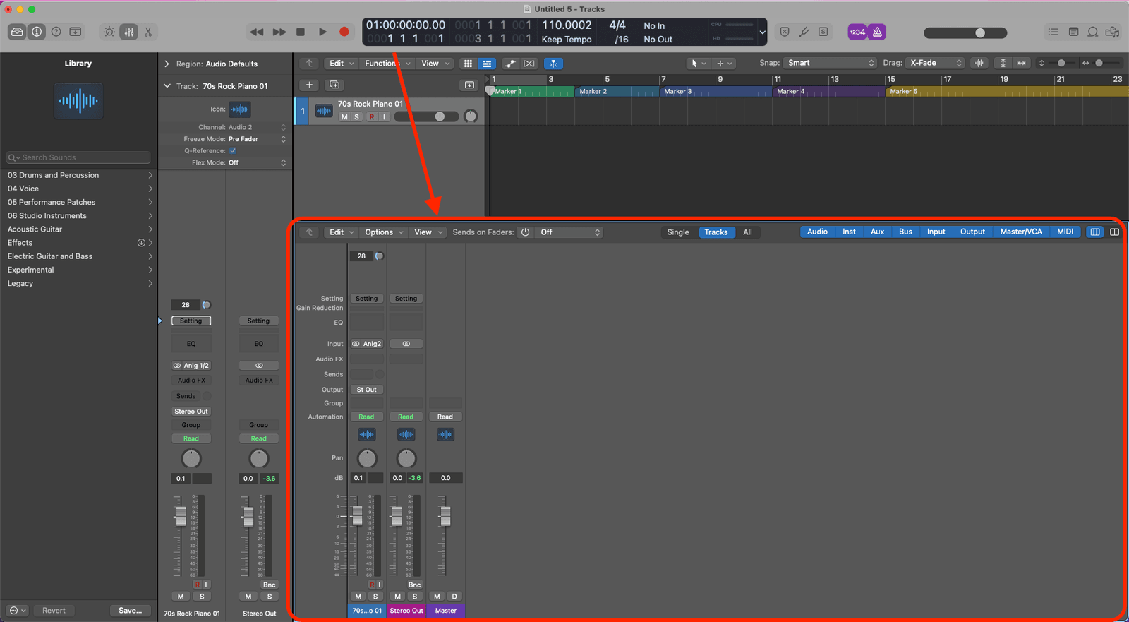 How to Create a Click Track In Logic Pro X - open the mixer