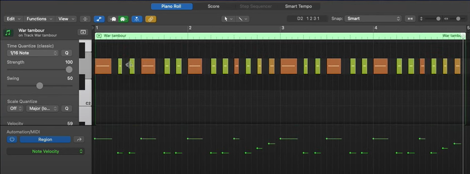 Witcher style percussion can be made more interesting by varying note velocity