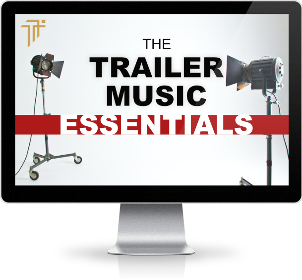 Trailer Music Essentials course shown on a desktop screen